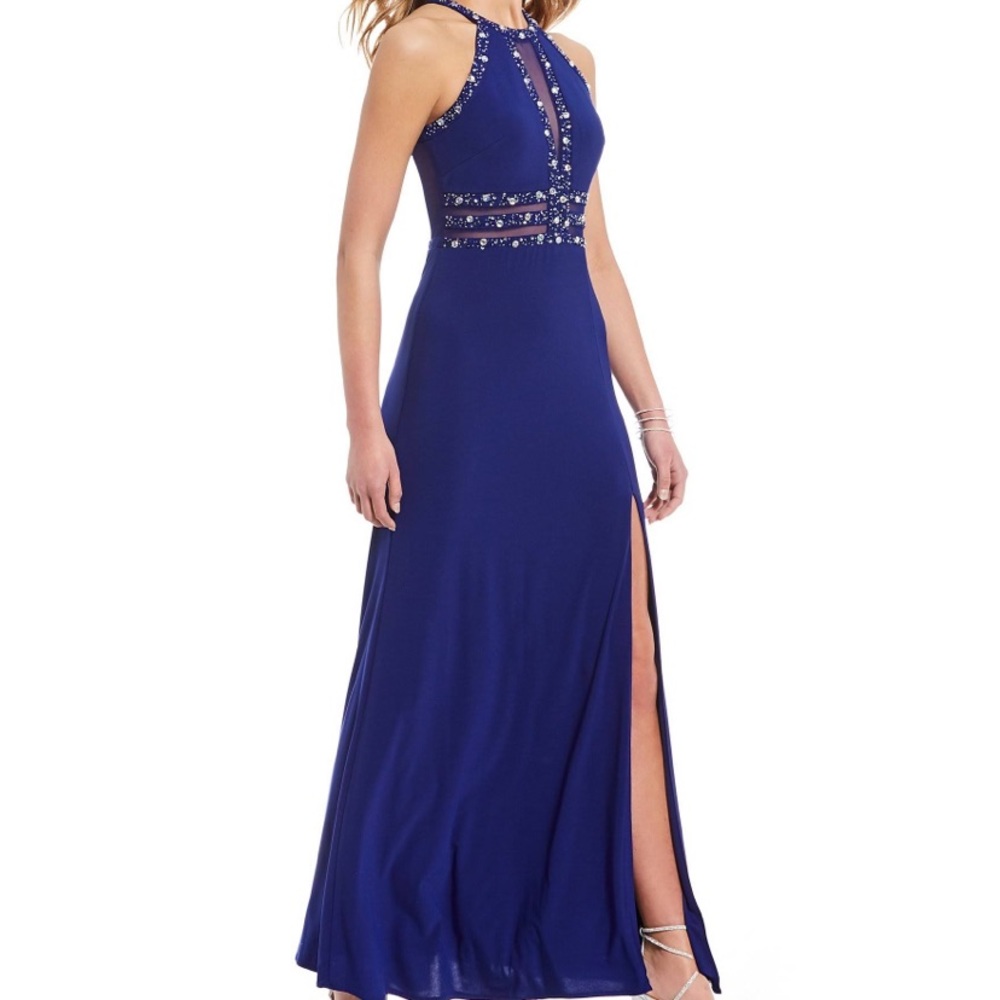 Morgan & Co Blue Long Gown Rhinestone Maternity